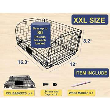 4 PACK XXL Stackable Wire Baskets for Storage Pantry,Fruit Basket For Kitchen Cabinet 16.3''x12''x8....