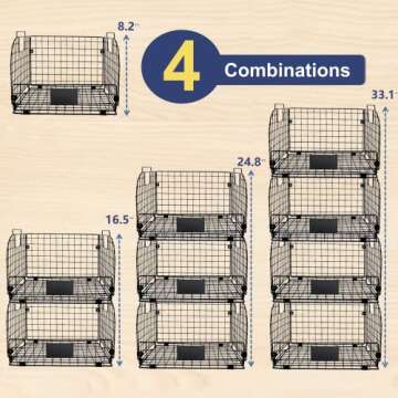 4 PACK XXL Stackable Wire Baskets for Storage Pantry,Fruit Basket For Kitchen Cabinet 16.3''x12''x8.2'' Metal Baskets For Organizing,Vegetable Fruit Snack Chips Onion Potato Cans Organization