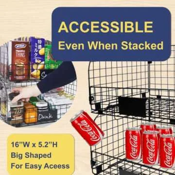 4 PACK XXL Stackable Wire Baskets for Storage Pantry,Fruit Basket For Kitchen Cabinet 16.3''x12''x8.2'' Metal Baskets For Organizing,Vegetable Fruit Snack Chips Onion Potato Cans Organization