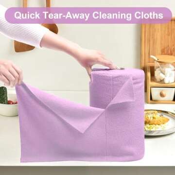 LIVOS Microfiber Cleaning Cloth Roll - 80 Pack, Reusable Paper Towels Purple Tear Away Towels, Micro...