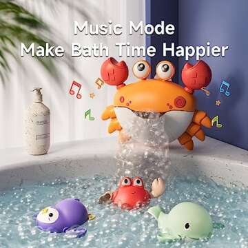 TUMAMA Baby Bath Toy,Bath Bubble Maker Machine with Music,3 Bathtub Wind-Up Toys,Crab Shower Water T...