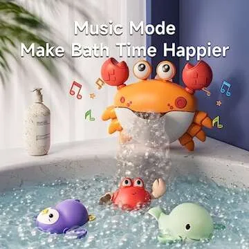 TUMAMA Baby Bath Toy,Bath Bubble Maker Machine with Music,3 Bathtub Wind-Up Toys,Crab Shower Water T...