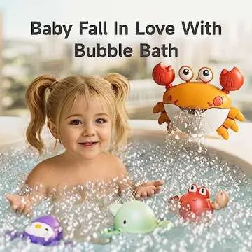 TUMAMA Baby Bath Toy,Bath Bubble Maker Machine with Music,3 Bathtub Wind-Up Toys,Crab Shower Water Toy for Toddlers Kids Boys Grils (Orange)