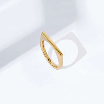 Elegant 14K Gold Plated Sterling Silver Bar Ring