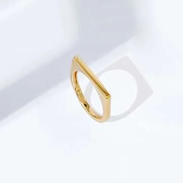 Elegant 14K Gold Plated Sterling Silver Bar Ring