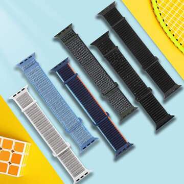 WJK 6 Pack Sport Nylon Apple Watch Bands for All Sizes