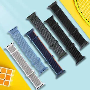 WJK 6 Pack Sport Nylon Apple Watch Bands for All Sizes