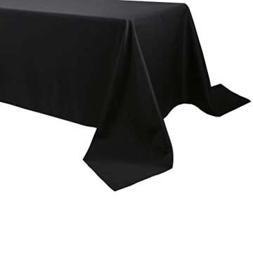 Waysle Large Black Rectangle 90 x 156 Inch Tablecloth - 8ft Washable Polyester Tablecloths - Perfect...