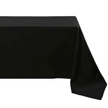Waysle Large Black Rectangle 90 x 156 Inch Tablecloth - 8ft Washable Polyester Tablecloths - Perfect for Wedding, Restaurant, Party, Dinning, Banquet Decoration