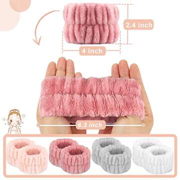 Crosize 8 Pcs Microfiber Wrist Bands for Washing Face, Women's Absorbent Face Washing Wristbands, Pr...