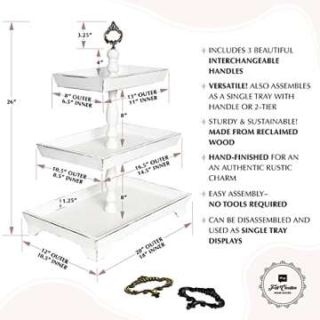 Rustic Wood Three Tier Serving Tray for Every Occasion