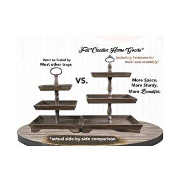 Rustic Wood Three Tier Serving Tray for Every Occasion