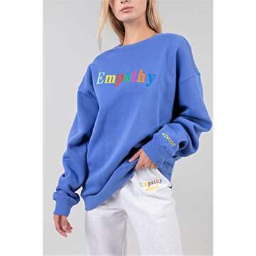 The Mayfair Group Women's Empathy Always Royal Blue Crewneck Soft Sweatshirt (One Size Plus)