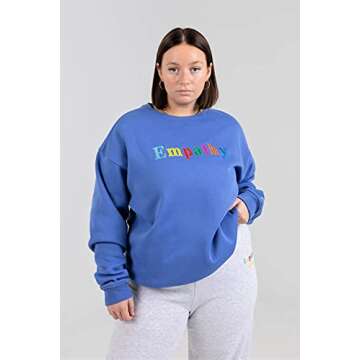 The Mayfair Group Women's Empathy Always Royal Blue Crewneck Soft Sweatshirt (One Size Plus)