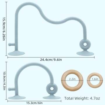 Baby Sensory Teething Chew High Chair Suction Toys for Infant Toddlers 6 12 18 24 Months, Food Grade Silicone Teether with Oak Loop Montessori Educational Parent-Child Baby Bath Toy (Blue)