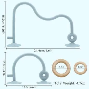 Baby Sensory Teething Chew High Chair Suction Toys for Infant Toddlers 6 12 18 24 Months, Food Grade Silicone Teether with Oak Loop Montessori Educational Parent-Child Baby Bath Toy (Blue)