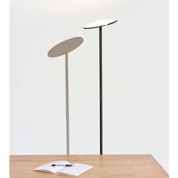 Brightech Sky LED Torchiere Super Bright Floor Lamp - Contemporary, High Lumen Light for Living Rooms & Offices - Dimmable, Indoor Pole Uplight for Bedroom Reading - Black