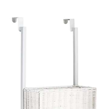 SEI Furniture Over-The- Door 3-Tier Woven Basket Storage, White
