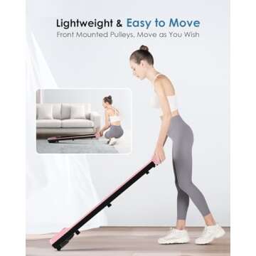 HomeFitnessCode Walking Pad, 5MPH Under Desk Treadmill Portable for Office & Home, Wider Running Belt, Remote Control, LED Display, 300 LB Capacity, Pink