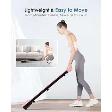 HomeFitnessCode Walking Pad, 5MPH Under Desk Treadmill Portable for Office & Home, Wider Running Belt, Remote Control, LED Display, 300 LB Capacity, Pink
