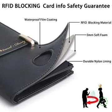 Airtag Passport Holder for Women, RFID Blocking Travel Passport Case with Credit Card Holders, Bifold Air Tag Wallets for Ladies, Slim Thin Leather Passport Wallet with Zipper Pocket, Black