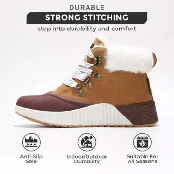 Project Cloud Waterproof Snow Boots for Women - Memory Foam Insole Non-Slip Womens Snow Boots & Winter Shoes with Shoe Lace - Lightweight Indoor Outdoor Shoes (Terina, CML, 7)