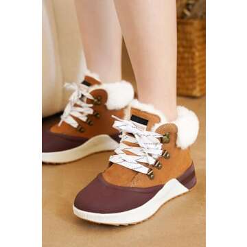 Project Cloud Waterproof Snow Boots for Women - Memory Foam Insole Non-Slip Womens Snow Boots & Winter Shoes with Shoe Lace - Lightweight Indoor Outdoor Shoes (Terina, CML, 7)