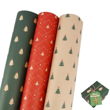 Christmas Wrapping Paper Set - 12 Sheets of Vibrant Holiday Designs
