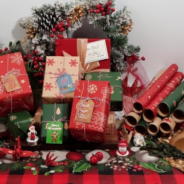 Vibrant Christmas Wrapping Paper Set - 12 Sheets for All Occasions