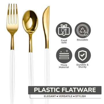 Trendables 120 Pack Disposable Silverware Set - Plastic Cutlery Dinnerware - Includes 40 - Plastic F...