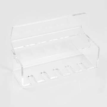 5 Slots Wall Mount Toothbrush Holder with Cover, Self Adhesive Toothbrush Storage Organizer for Shower, Toothbrush Hanger for Bathroom, Medicine Cabinet, Dorm (Clear)