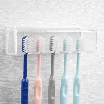 Self-Adhesive 5 Slots Toothbrush Holder for Easy Bathroom Organization
