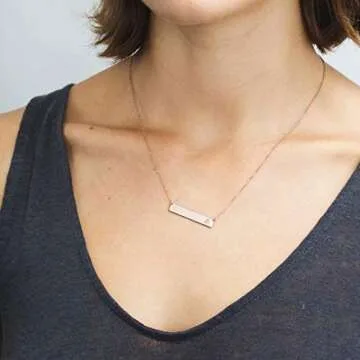 Bar Initial Necklace, Dainty 14K Gold Plated Engraved Monogram Letter H Bar Initial Necklace, Single Horizontal Bar Pendant Necklace for Women Teen Girls Mothers Day Valentines Gifts for Teenage Girl
