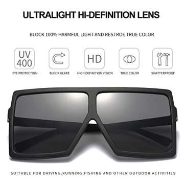 Dollger 3pcs Stylish Oversized Square Sunglasses for Everyone