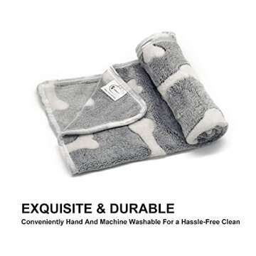 1 Pack 3 Puppy Blankets Super Soft Warm Sleep Mat Grey Cute Print Fluffy Fleece Pet Flannel Throw Dog Blankets for Small Dogs Cats,Star&Bone&Love- Small (23"x15")