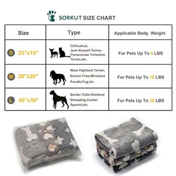 1 Pack 3 Puppy Blankets Super Soft Warm Sleep Mat Grey Cute Print Fluffy Fleece Pet Flannel Throw Dog Blankets for Small Dogs Cats,Star&Bone&Love- Small (23"x15")
