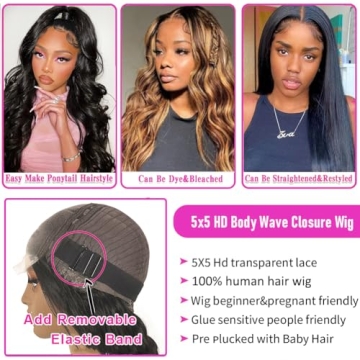 SheFleek 5x5 HD Lace Glueless Wig for Women - 20 Inch Body Wave