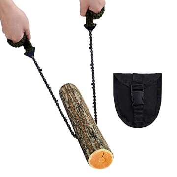 Sucrain Pocket Chainsaw with Paracord Handle, Folding Chain Hand Saw, Emergency Outdoor Survival Gea...