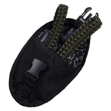 Sucrain Pocket Chainsaw with Paracord Handle, Folding Chain Hand Saw, Emergency Outdoor Survival Gear for Camping, Hunting, Hiking, Cutting Wood & Tree (Army Green, 11 Teeth, 24'' Long)