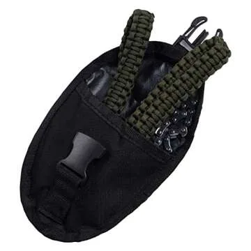 Sucrain Pocket Chainsaw with Paracord Handle, Folding Chain Hand Saw, Emergency Outdoor Survival Gear for Camping, Hunting, Hiking, Cutting Wood & Tree (Army Green, 11 Teeth, 24'' Long)