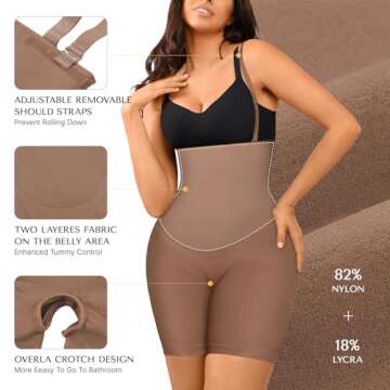 SHAPELLX High Waist Shapewear Tummy Control Boy Shorts for Women Under Shorts Plus Size Brown