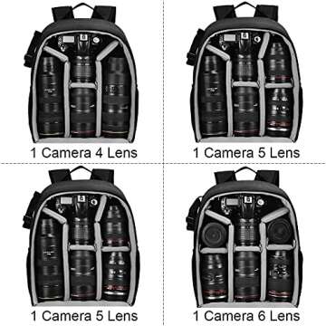 CADeN DSLR SLR Camera Backpack Bag for Mirrorless Cameras/Photographers, Camera Case Water-Repellent Compatible with Nikon Canon Sony Lens Tripod Accessories Photography Men Women (Black, Small)