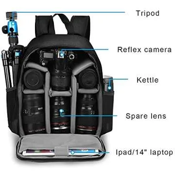 CADeN DSLR SLR Camera Backpack Bag for Mirrorless Cameras/Photographers, Camera Case Water-Repellent Compatible with Nikon Canon Sony Lens Tripod Accessories Photography Men Women (Black, Small)