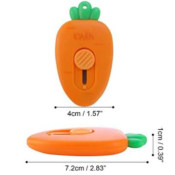HengKe 2 Pack Mini Creative Carrot an Strawberry Shaped Art & Craft Cutter Retractable Box Letter Op...