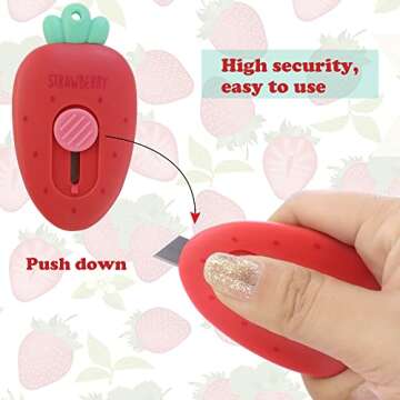 HengKe 2 Pack Mini Creative Carrot an Strawberry Shaped Art & Craft Cutter Retractable Box Letter Opener Portable Utility Knives Office School Stationery for Cutting Envelope Paper Cardboard
