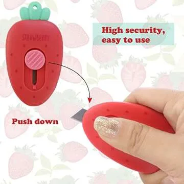 HengKe 2 Pack Mini Creative Carrot an Strawberry Shaped Art & Craft Cutter Retractable Box Letter Opener Portable Utility Knives Office School Stationery for Cutting Envelope Paper Cardboard