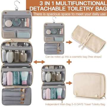 Elviros Toiletry Bag Multifunctional Travel Organizer