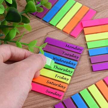 SIQUK 4200 Pieces Flag Tabs Colored Page Markers Sticky Index Tabs Page Flags, 30 Sets 7 Colors