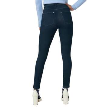 HUE womens Ultra Soft High Waist Denim Leggings Hosiery, Black Indigo Wash, X-Large US