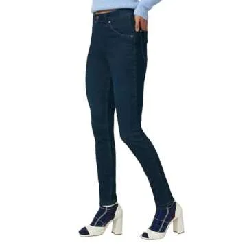 HUE womens Ultra Soft High Waist Denim Leggings Hosiery, Black Indigo Wash, X-Large US